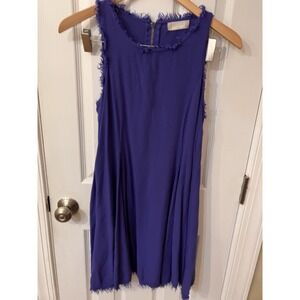 NWOT Altar'd State Purple Sleeveless Frayed Trim Dress Women's Boho Size Med
